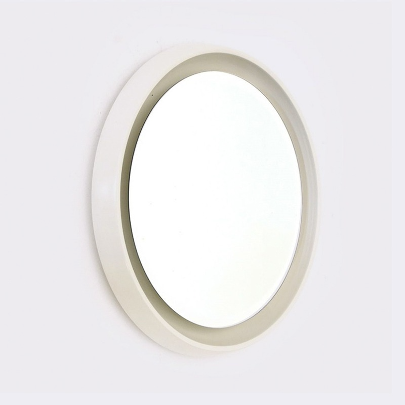 화이트 빈티지 라운드 조명 거울 LED 욕실 인테리어 거울